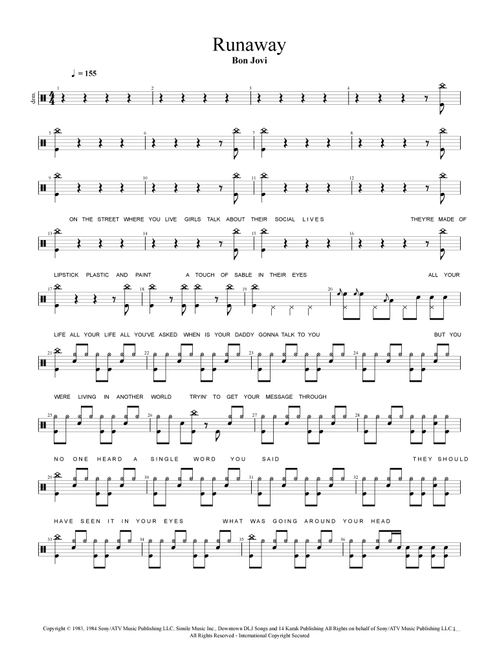 Runaway (Arr. Cyril Mayer) - Bon Jovi (Drums)