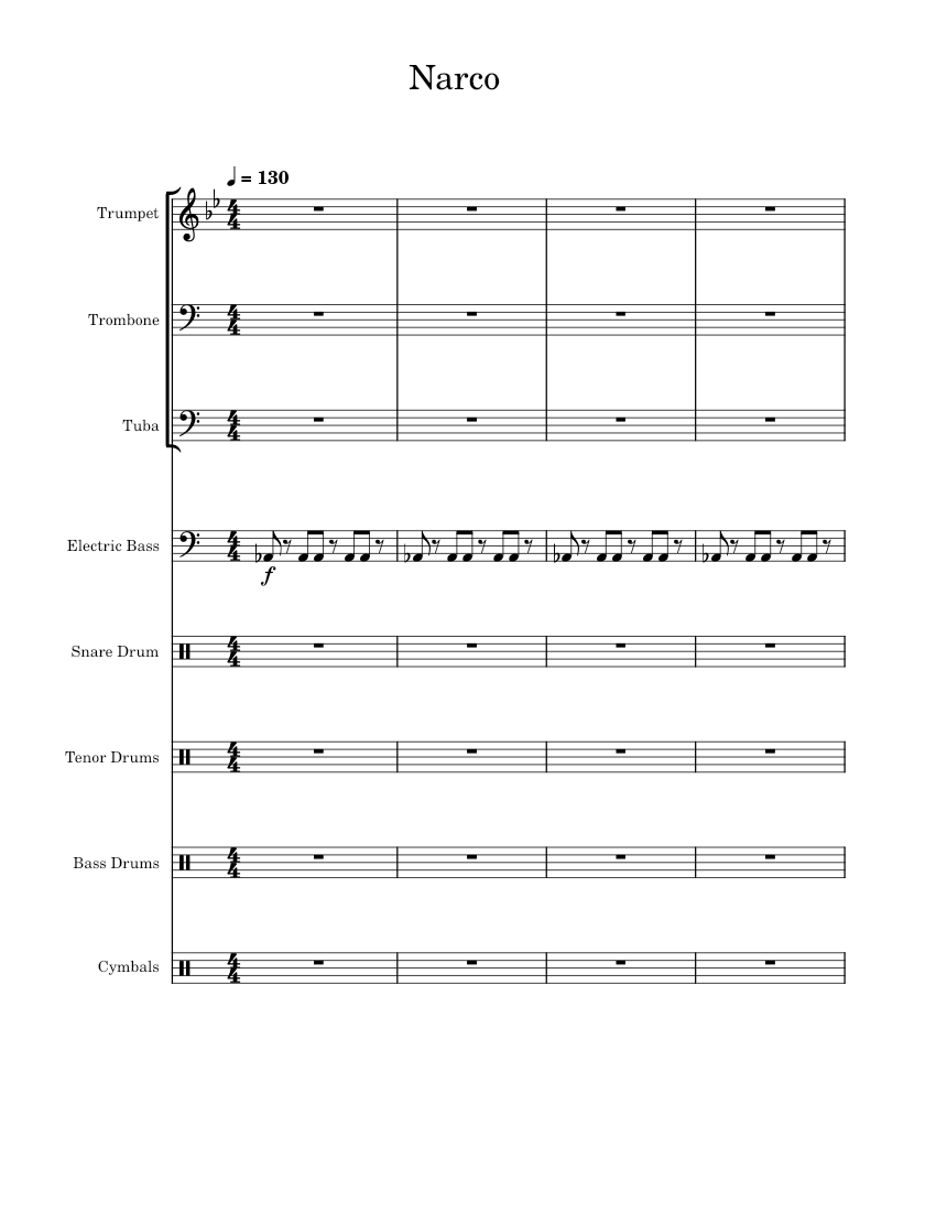 Narco Sheet music for Trombone, Tuba, Snare drum, Crash & more