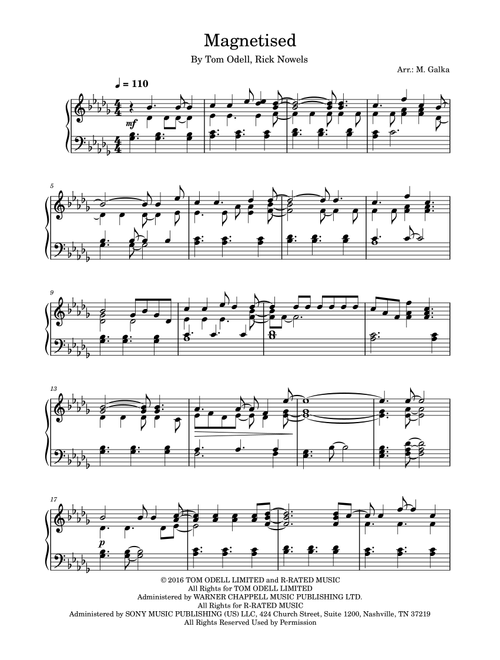 Magnetised (Arr. M. Galka) - Tom Odell (Piano Solo)