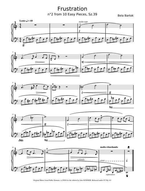 Bartok, Bela - 10 Easy Pieces, Sz.39, n°2 : Frustration