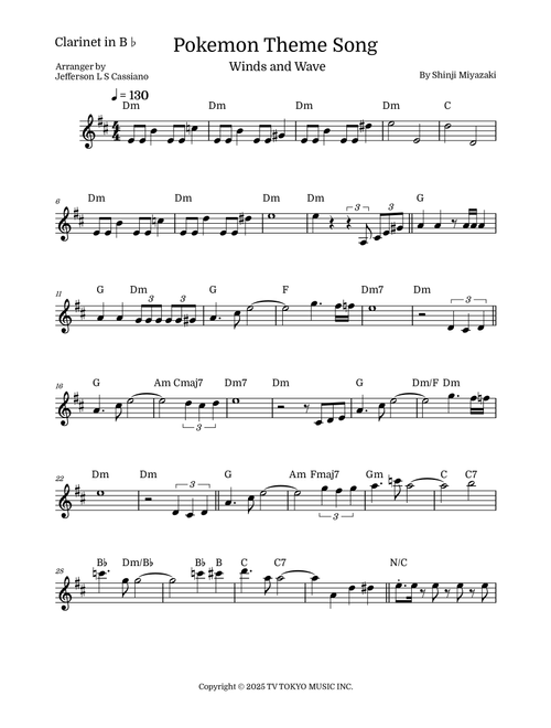 Pokemon (Arr. Jefferson LS Cassiano) - Shinji Miyazaki (Clarinet and Piano)
