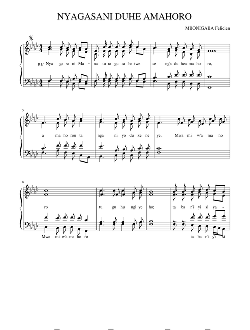 NYAGASANI DUHE AMAHORO – Transcription by Emmanuel nsabanzima