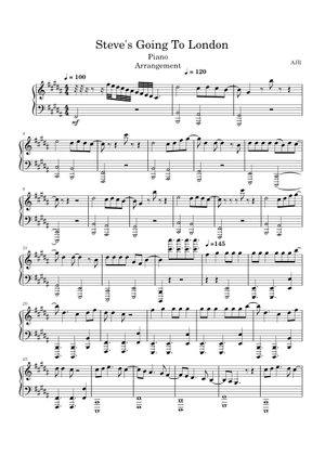 Steve's Going to London – AJR Sheet Music for Piano (Solo) | MuseScore.com