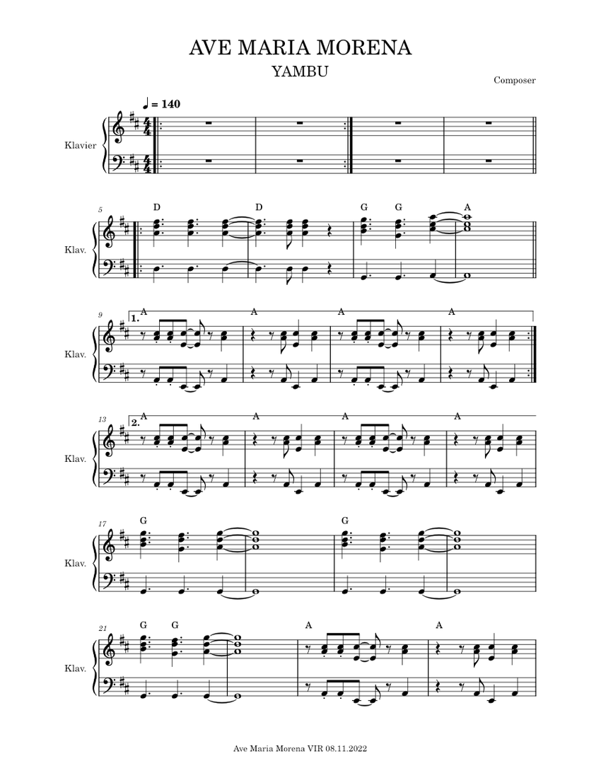 AVE_MARIA_MORENA Sheet music for Piano (Choral)