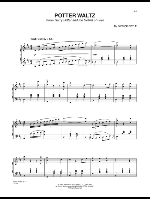 Potter Waltz (from Harry Potter And The Goblet Of Fire) - Patrick Doyle (Piano Solo)
