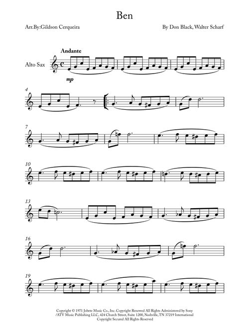 Ben (Arr. Gildson Cerqueira) - Michael Jackson (Alto Sax Solo)