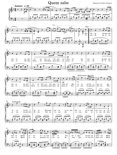 Quem sabe – Antonio Carlos Gomes Arr. Piano solo