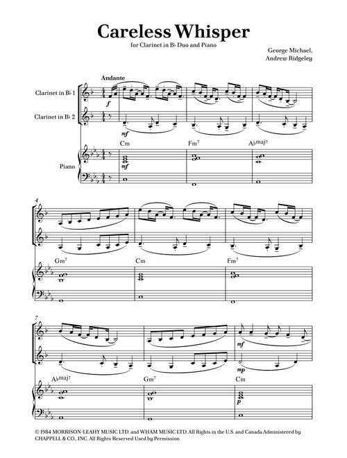 Careless Whisper (Arr. Caio Costa) - Seether (Instrumental Duet and Piano)