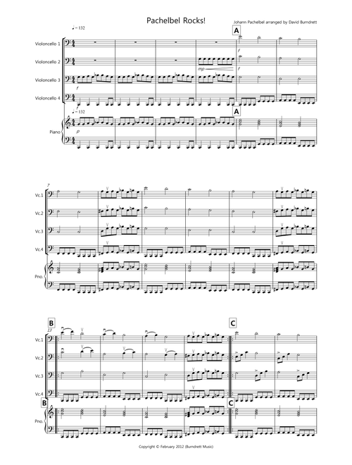 Pachelbel Rocks! for Cello Quartet (Arr. David Burndrett) - Johann Pachelbel (Cello Solo)