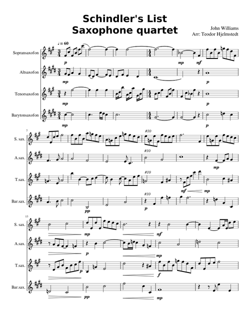 Schindler's List Saxophone Quartet