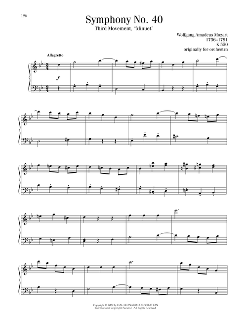 Symphony No. 40 In G Minor, Third Movement ("Minuet") - Wolfgang Amadeus Mozart (Piano Solo)