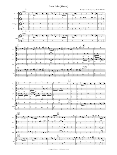 Swan Lake Theme for Double Reed Quartet (Arr. David Burndrett) - Pyotr Ilyich Tchaikovsky (Woodwind Ensemble)
