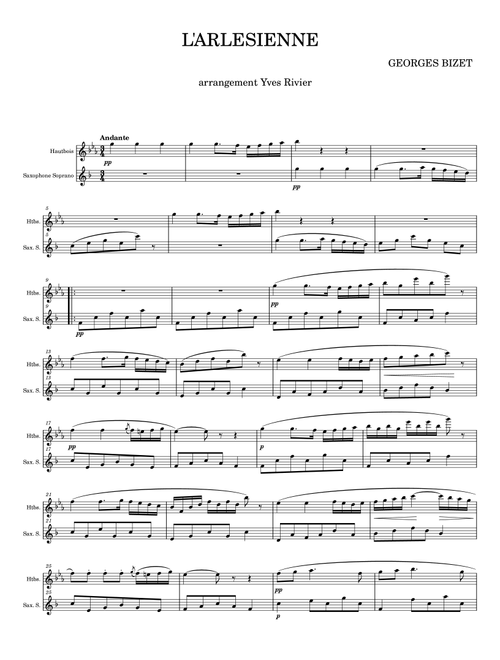 L'ARLESIENNE (Arr. Yves Rivier) - G Bizet (Instrumental Duet)