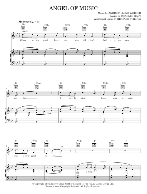 Angel Of Music (from The Phantom Of The Opera) - Andrew Lloyd Webber, The Phantom Of The Opera Music (Piano-Vocal-Guitar)
