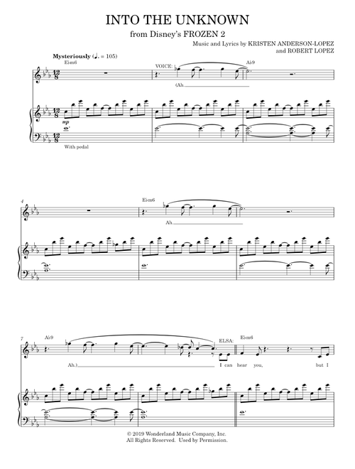 Into The Unknown (from Disney's Frozen 2) - Idina Menzel and AURORA (Piano Vocal)