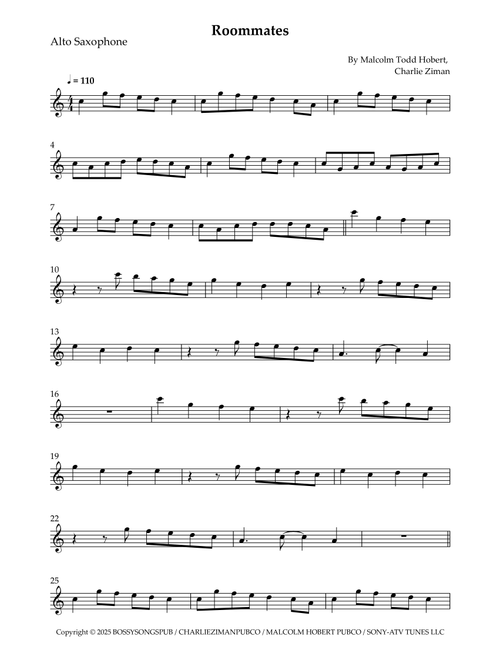 Roommates (Arr. Wesley S. SIlva) - Malcolm Todd Hobert, Charlie Ziman (Alto Sax Solo)