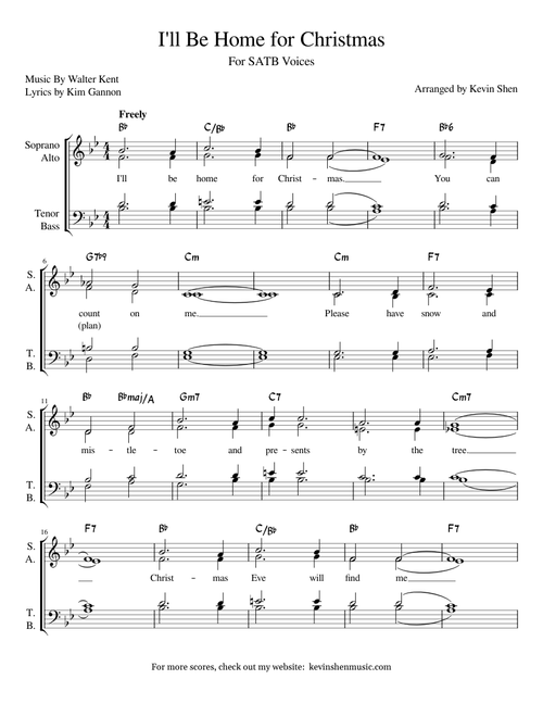 I'll Be Home For Christmas (SATB A Cappella) | Christmas Caroling