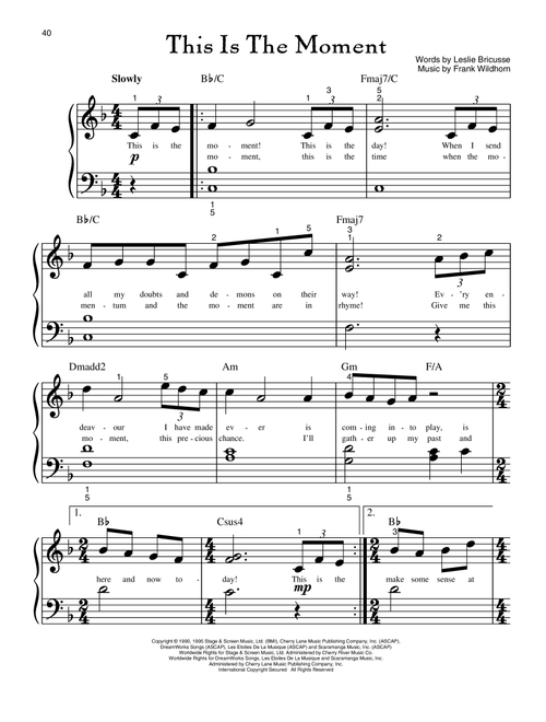 This Is The Moment (from Jekyll And Hyde) - Leslie Bricusse (Big Note Piano)