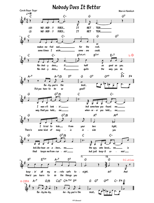 Nobody Does It Better (Lead sheet with lyrics )