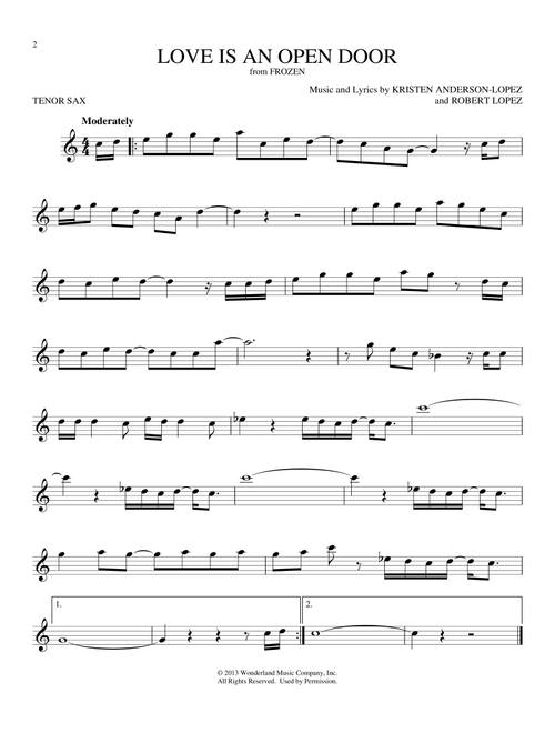 Love Is An Open Door (from Frozen) - Kristen Bell & Santino Fontana (Tenor Sax Solo)