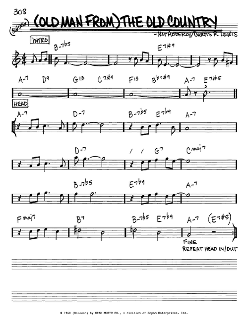 (Old Man From) The Old Country - Nat Adderley (Real Book - Melody-Chords)