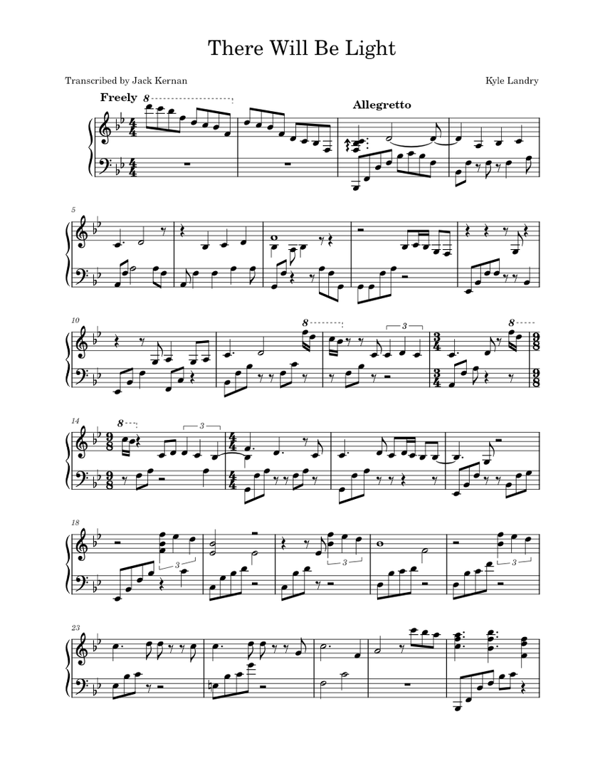There Will Be Light Kyle Landry Sheet music for Piano (Solo