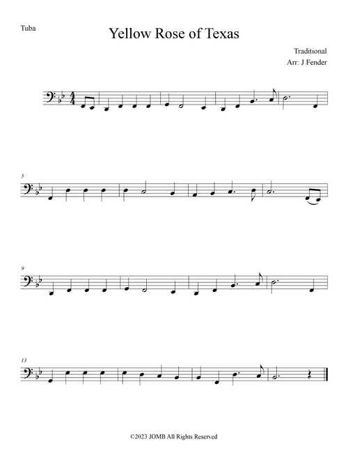 Yellow Rose of Texas (Arr. Jerremy Fender) - Traditional (Tuba and Piano)