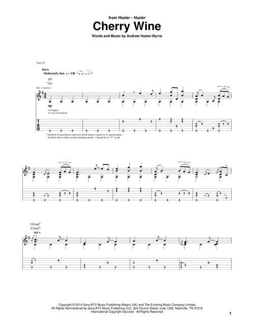 Cherry Wine - Hozier (Guitar Tab)