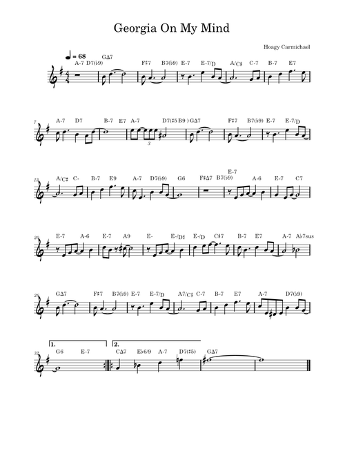 Georgia on my mind – Hoagy Carmichael