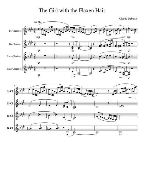 The Girl with the Flaxen Hair Clarinet Quartet