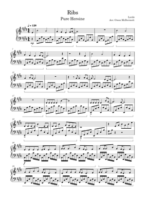 Play Official version of Ribs Sheet Music by Lorde for Piano, Vocals ...