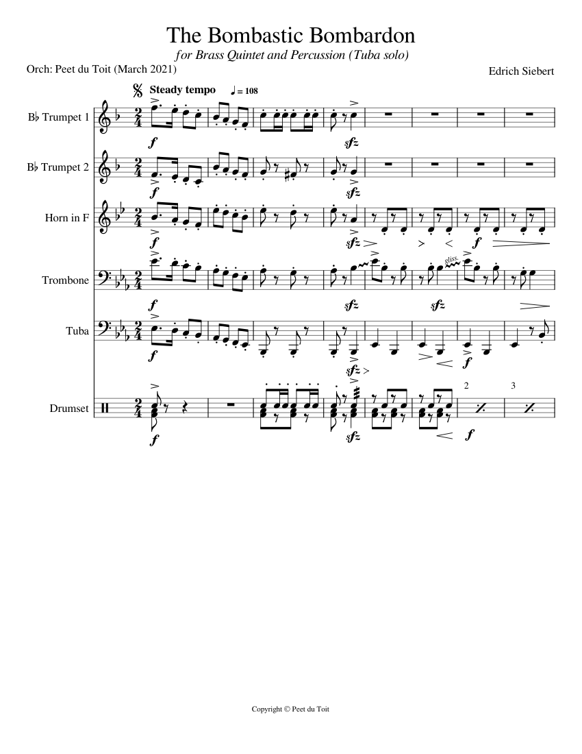 The Bombastic Bombardon - E Siebert Brass Quintet & Percussion, Tuba ...