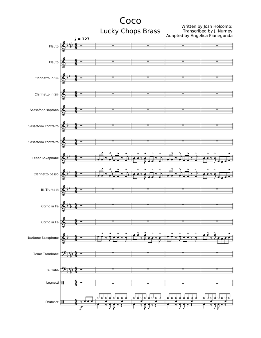Coco Lucky Chops Sheet music for Tuba, Trombone tenor, Flute