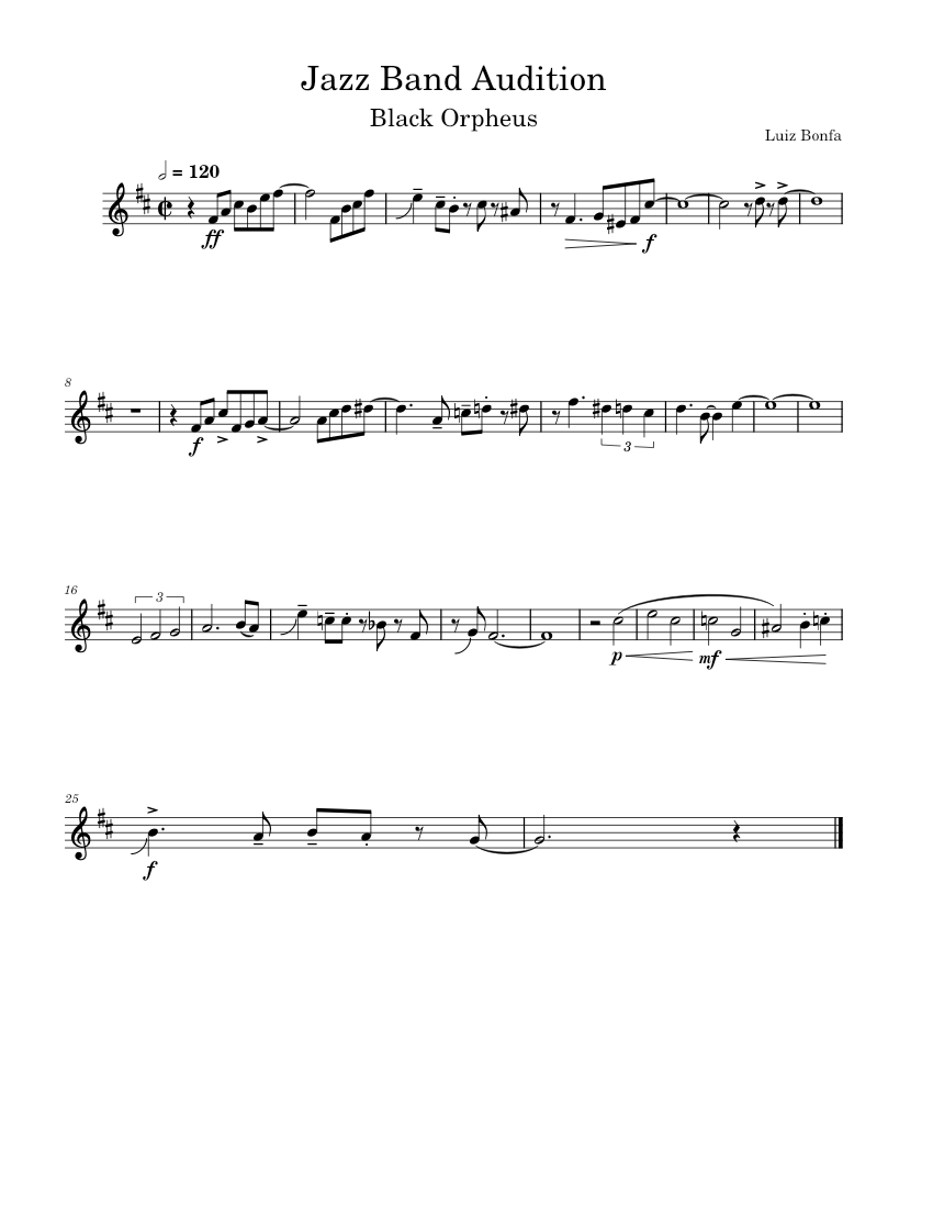 Black Orpheus Jazz Band Audition Sheet music for Saxophone tenor (Solo