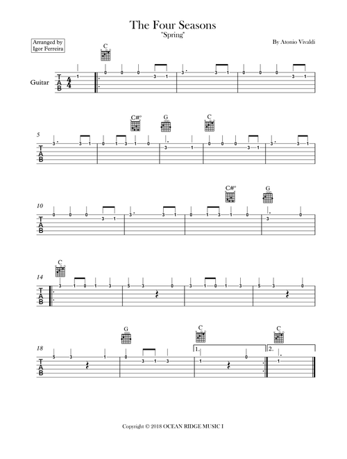 The Four Seasons - Spring - Allegro 1 (Arr. Igor Ferreira) - Parry Library (Guitar Tab)