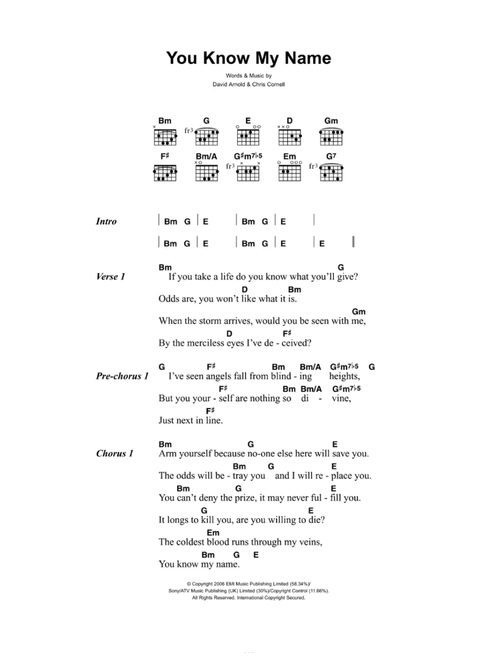 You Know My Name (Theme from James Bond: Casino Royale) - Chris Cornell (Guitar Chords-Lyrics)