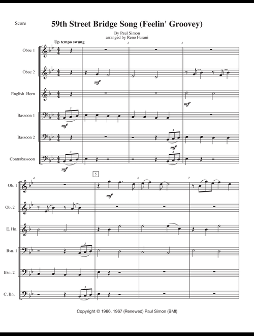 The 59th Street Bridge Song (feelin' Groovy) (Arr. Reno Fusani) - Simon & Garfunkel (Woodwind Ensemble)