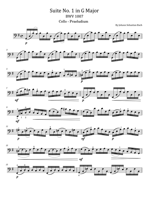 Bach Cello Suite No.1 in G major, BWV 1007 - Prelude - With Finger Number (Arr. poon) - Johann Sebastian Bach (Cello Solo)
