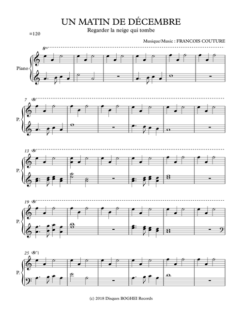 UN MATIN DE DÉCEMBRE - Regarder la neige qui tombe - Francois Couture (Easy Piano)