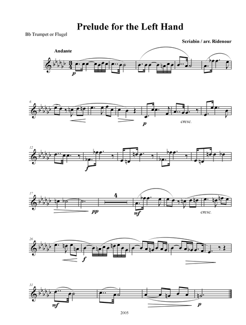 Prelude for the Left Hand (Arr. Brandon Ridenour) - Alexander Scriabin (Instrumental Duet)