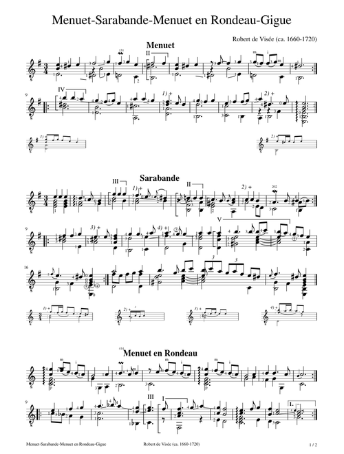 de Visée Menuet-Sarabande-Menuet en Rondeau-Gigue
