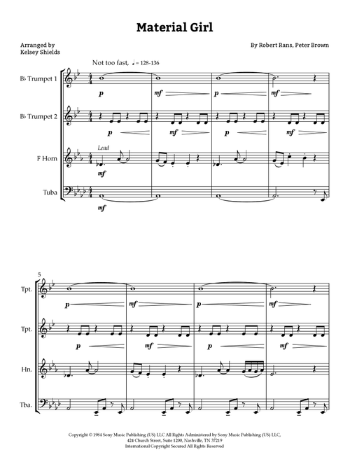 Material Girl (Arr. Kelsey Shields) - Madonna (Brass Ensemble)