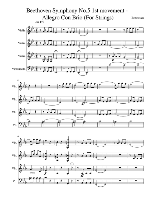 Beethoven Symphony No.5 1st movement - Allegro Con Brio (For Strings)