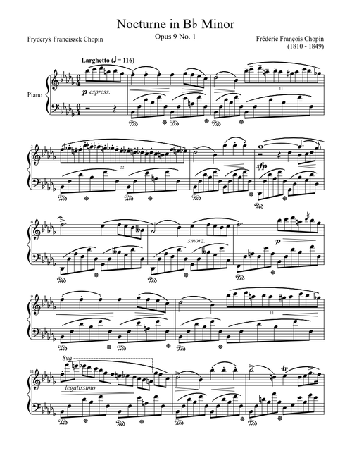 Nocturne Opus 9 No. 1 in B♭ Minor