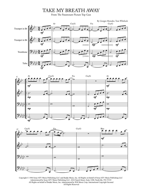 Take My Breath Away (love Theme) (Arr. Karen Gueiros) - Berlin (Brass Ensemble)