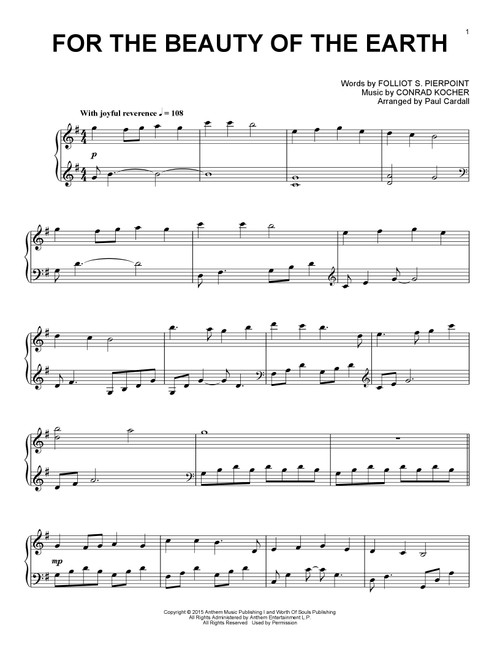 For The Beauty Of The Earth (Arr. Paul Cardall) (Piano Solo)