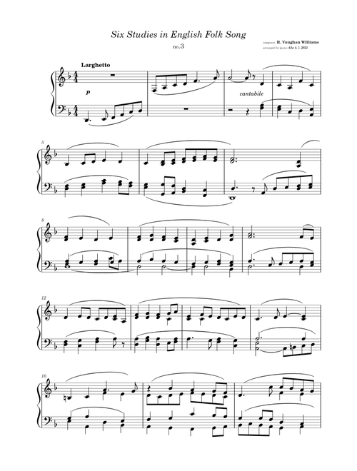Six Studies in English Folk Song, no.3
