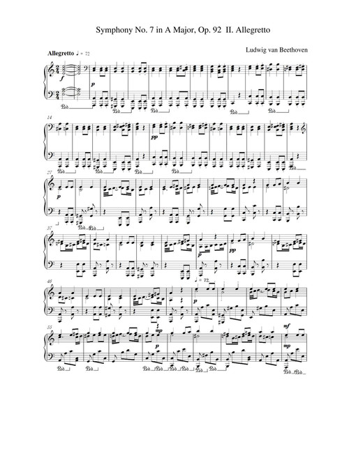 Symphony No. 7 in A Major, Op. 92 II. Allegretto - Ludwig van Beethoven (Piano Solo)