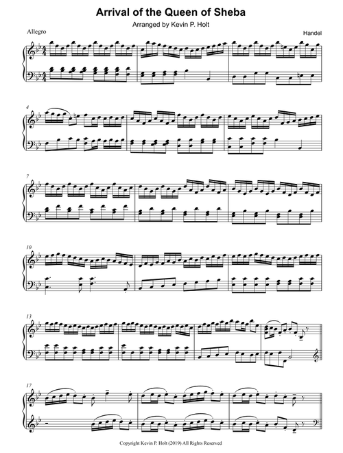 Arrival of the Queen of Sheba (Arr. Kevin P. Holt) - George Frideric Handel (Small Ensemble)