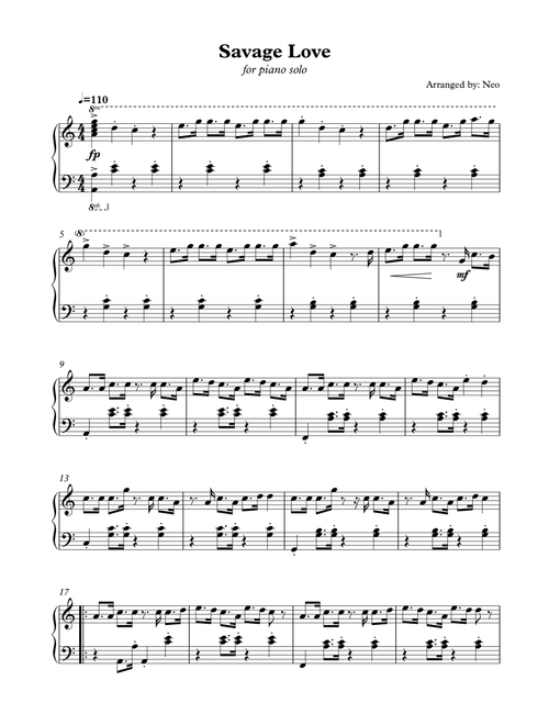 Savage Love (Arr. Neo) - Jason Derulo & Jawsh 685 (Piano Solo)